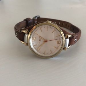 Fossil two tone/leather watch